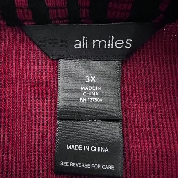 Ali Miles Womens Jacket Sz 3X Striped Art to Wear Wearable Art Red Black Stretch - Picture 11 of 12
